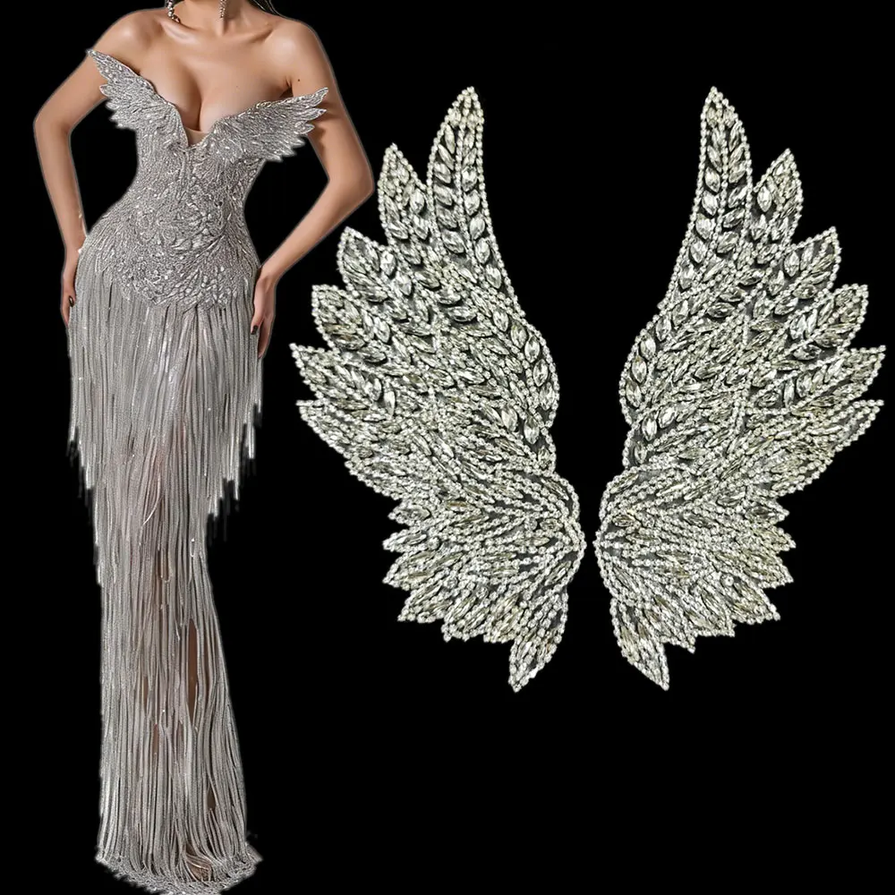 

Стразы Hotfix, аппликации из страз в форме крыльев, подходят для свадебных платьев, вечерних нарядов и декоративных элементов для рукоделия.