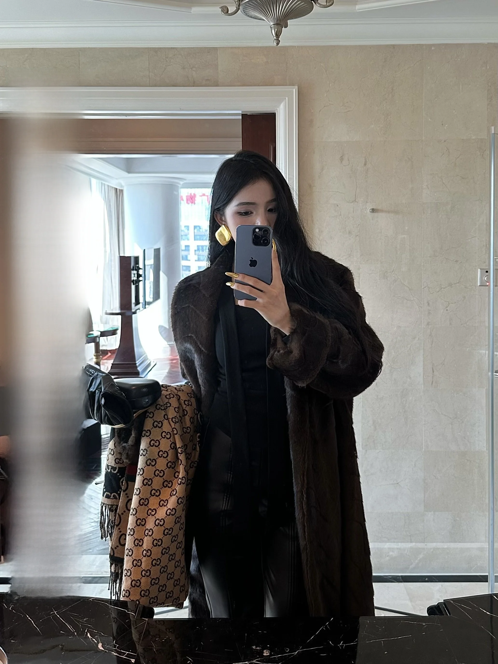 

CHUYUQI Winter Vintage Luxury Texture Fur Coat Aosphere Warm Long Plu Outerwear Women's Faion Thiened Coat Flip Collar