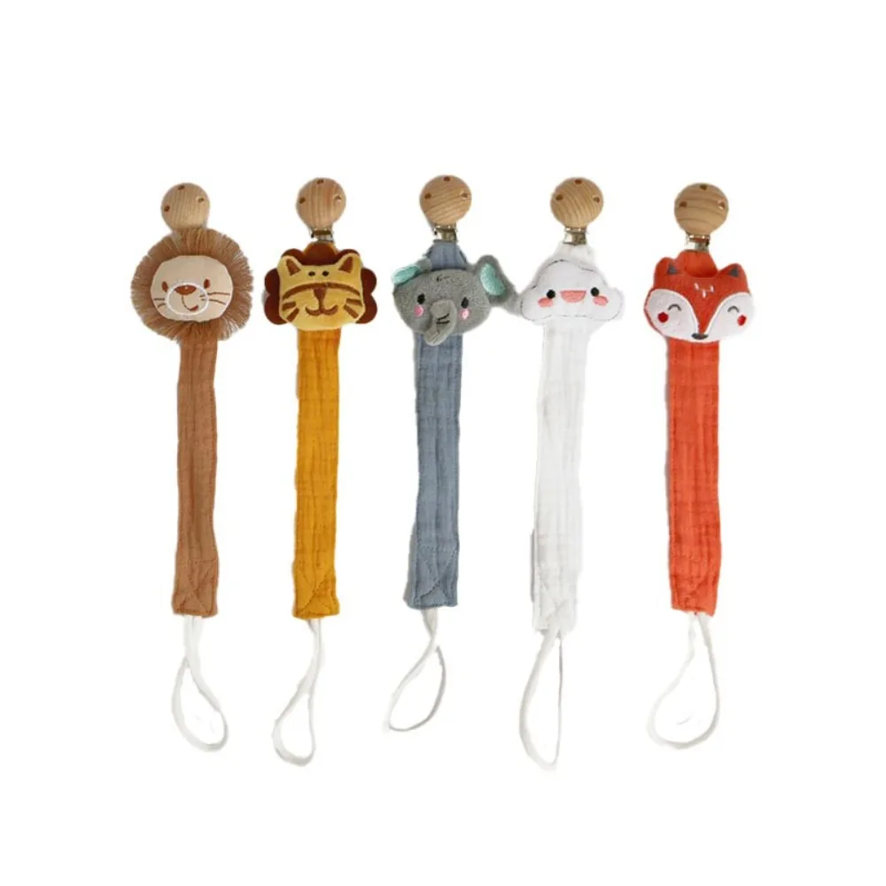

Cartoon Baby Cloth Pacifier Chain Animals Teether Straps Soother Holder Anti-lost Wood Clips Nipple Holder Clips Children