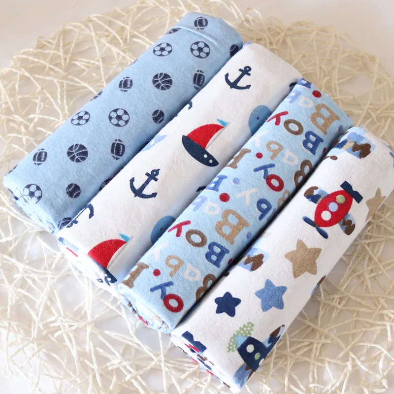 4pcs/pack 100% Cotton Flannel Diapers Supersoft Receiving Baby Blanket Newborn Wrap Print Baby Bedsheet 76x76cm Blanket Swaddle