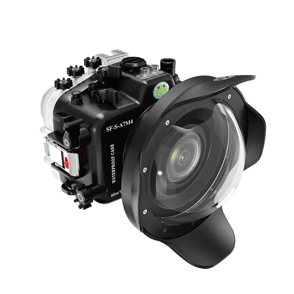 

Seafrogs 40M/130FT Underwater Camera Housing With 8" Plastic / Glass Dome Port For Sony A7M4 (Zoom Geared Included )