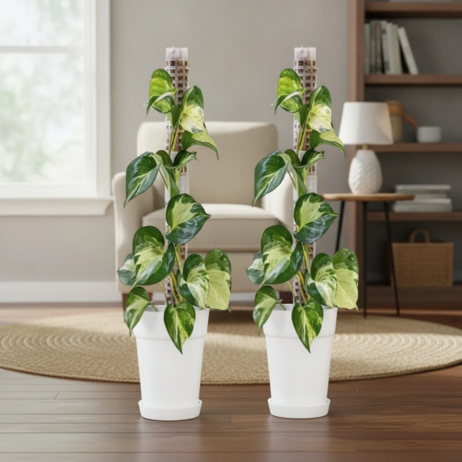 2 Pieces Mesh Plant Support with Planting Stakes Lightweight Climbing Plant Support Stackable Plant Filling Pole Trellis Indoor