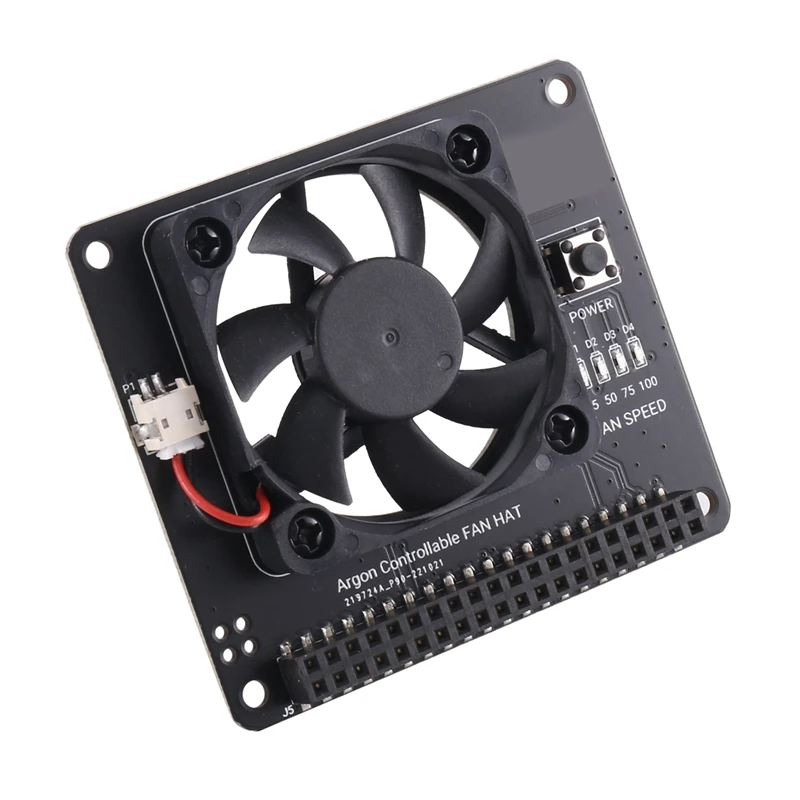 ARGON FAN HAT pour Raspberry Pi 4B 3B + 3B, contrôle logiciel PWM, fonction ventilateur, bouton d'alimentation adapté au boîtier Argon NEO pour Pi 4