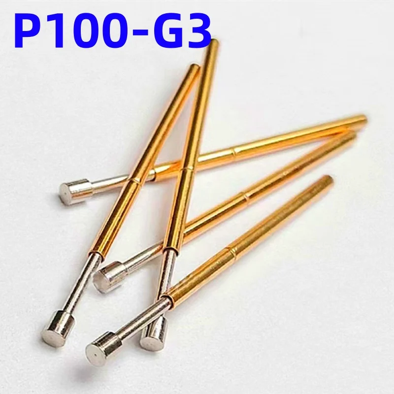 100PCS P100-G3 Spring Test Probe Pogo Pin Spring Test Pin Length 33.35mm Needle Dia 1.36mm Test Probe Head Dia 1.80mm P100-G