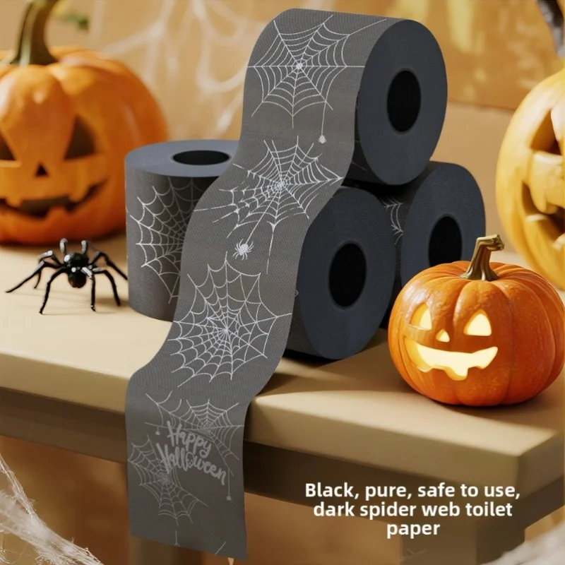 2/3rolls Halloween Black Spider Toilet Paper, Dark Web Limited Edition, Fun And Novelty Roll, Bathroom Decor, toilet paper roll