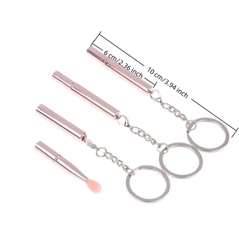 1 Uds. Cepillo de labios de silicona multifuncional portátil con llavero de cubierta lápiz labial a prueba de polvo cepillo de lápiz labial cepillo de sombra de ojos
