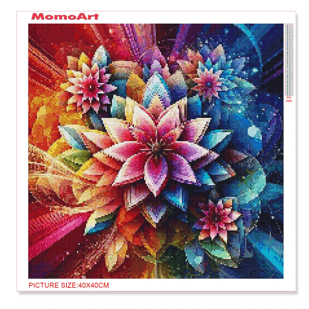 MomoArt Flower Diamond Mosaic Mandala Picture Rhinestones Colorful Embroidery Abstract Cross Stitch Painting Fantasy Handicraft