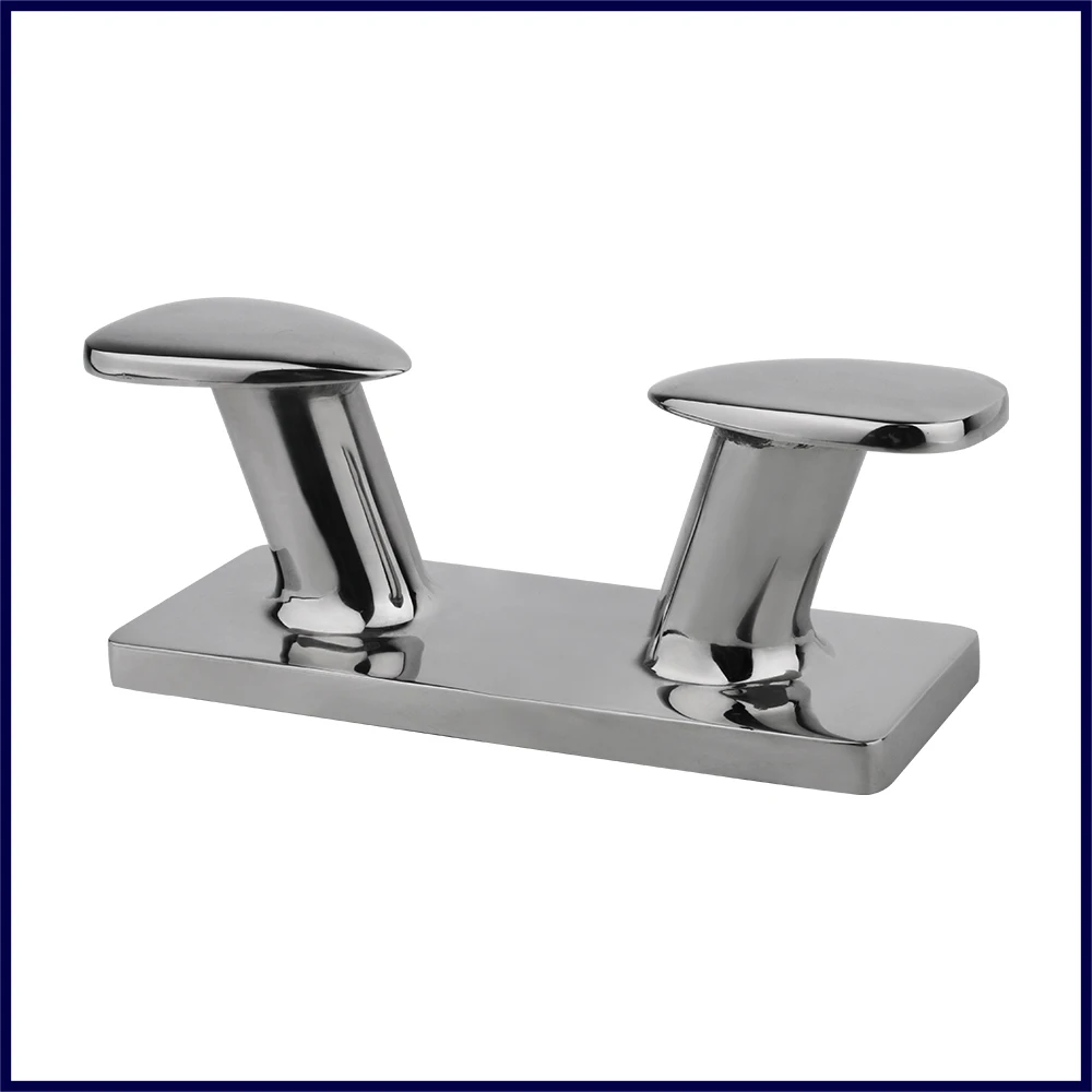 Marine 316 Stainless Steel Double Horn Bollard Cleat for Boat Mooring Yacht Deck Use 6/8/10/12 inch