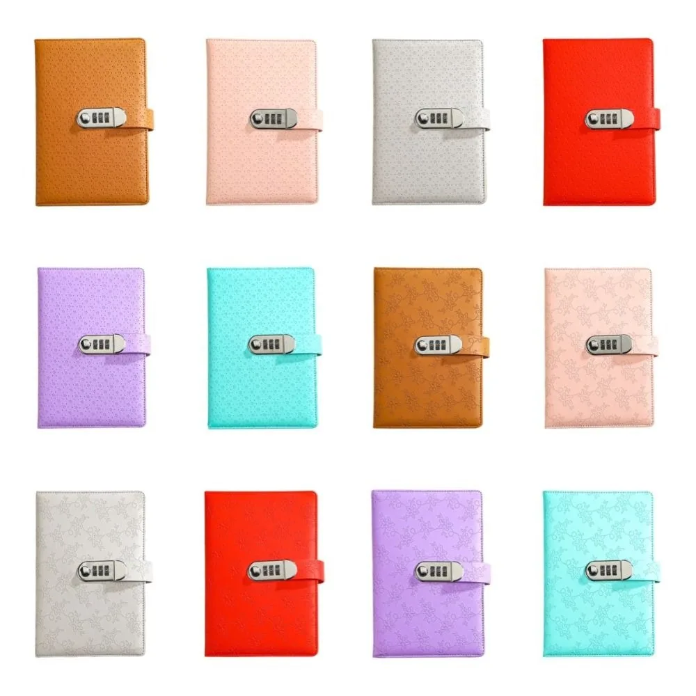 

Fashion A5 Retro Password Book with Lock Thickened 200 Pages Embossed Student Notepad PU Leather Stationery Diary Notebook Gifts