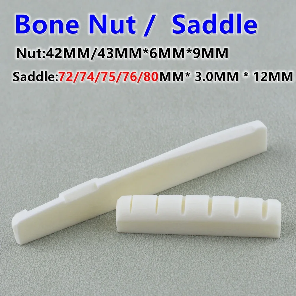 

1 шт., 6-струнная гитарная костяная гайка и седло для бриджа из настоящей кости для деталей и аксессуаров для акустической/электрогитары