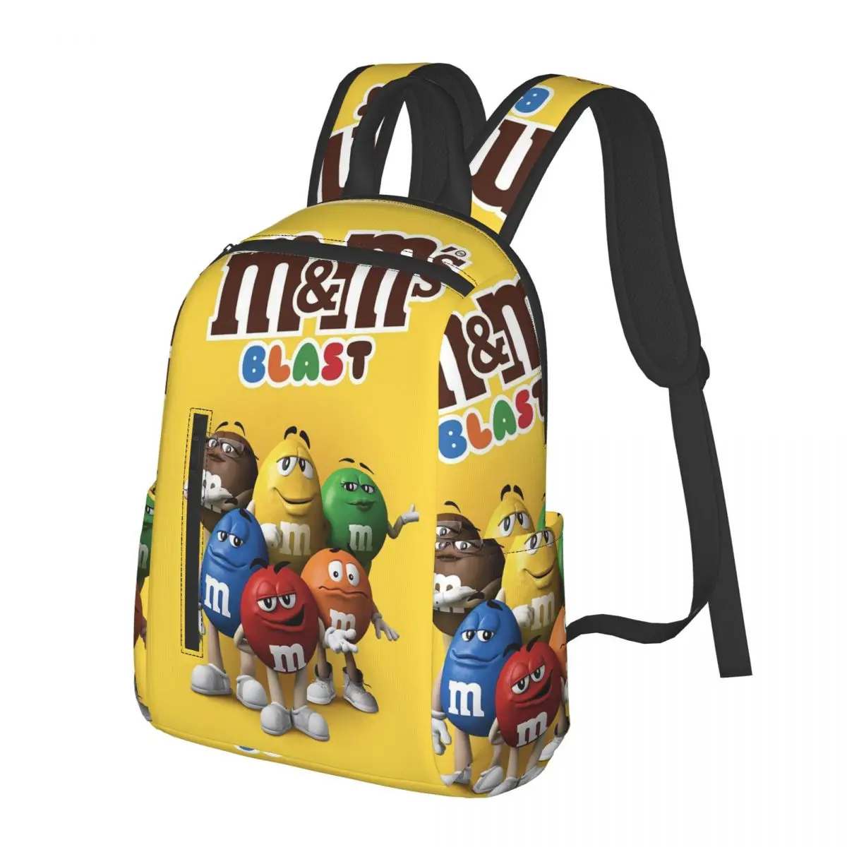 MM Chocolate Candy Cartoon Student Backpack School Bag Hiking Travel Daypack for Men Women Bookbag Shoulder Bags
