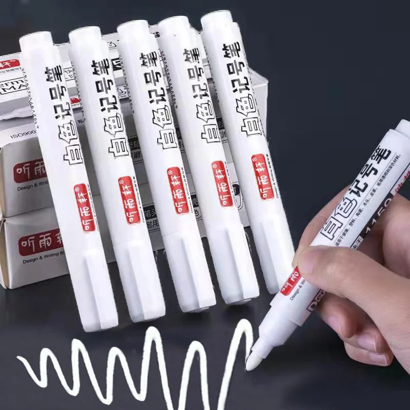 White Marker Pen Tire pen Waterproof White Gel Pen 0.8/1.0/2.0 mm DIY Graffiti Sketching Stationery Wrting School Supplies