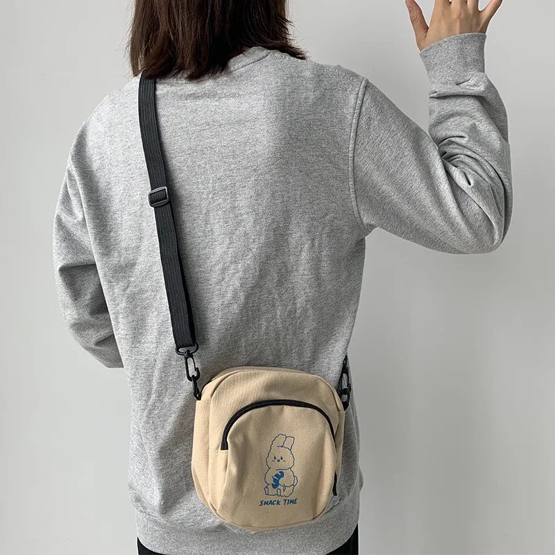 Petit sac à bandoulière en toile lapin mignon pour femmes, sacs de messager décontractés pour étudiants, sac à main vintage pour dames, sac à main pour téléphone, initié