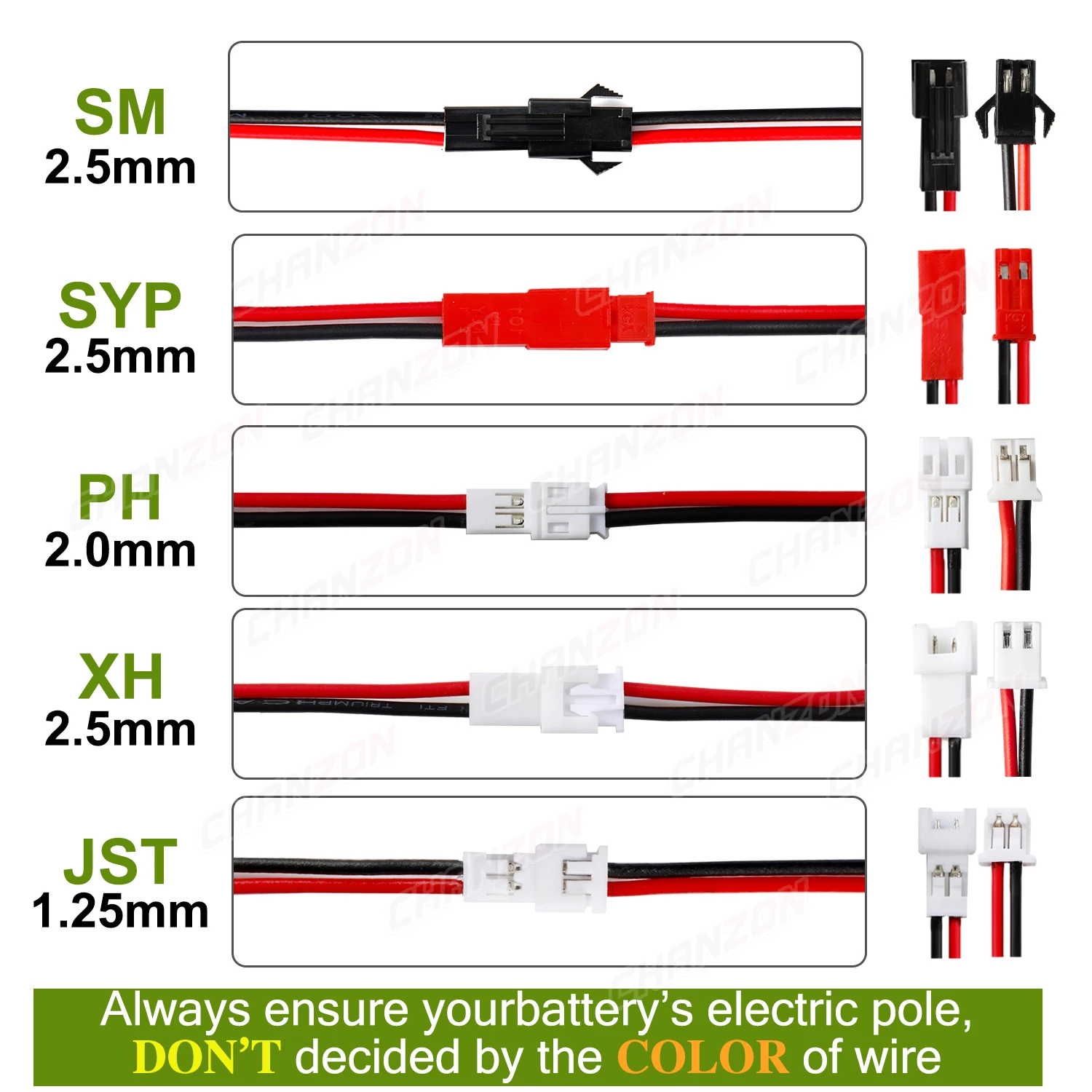 SM XH PH 2.54mm 1.25mm JST Connector Cable for 2 Pin Balance Adapter XH2.54 2.54 1.25 2Pin 2P Battery Male Female Connect Plug