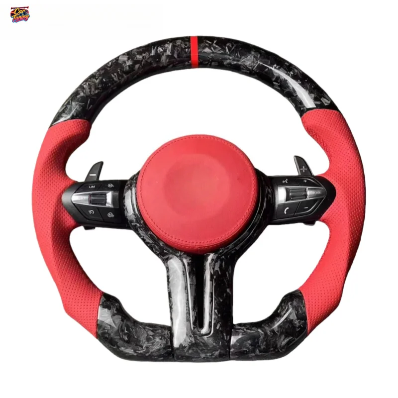 LED Forged Carbon Leather Sports Steering Wheel for F30 F10 F20 F90 G20 G30 Flat Bottom Performance