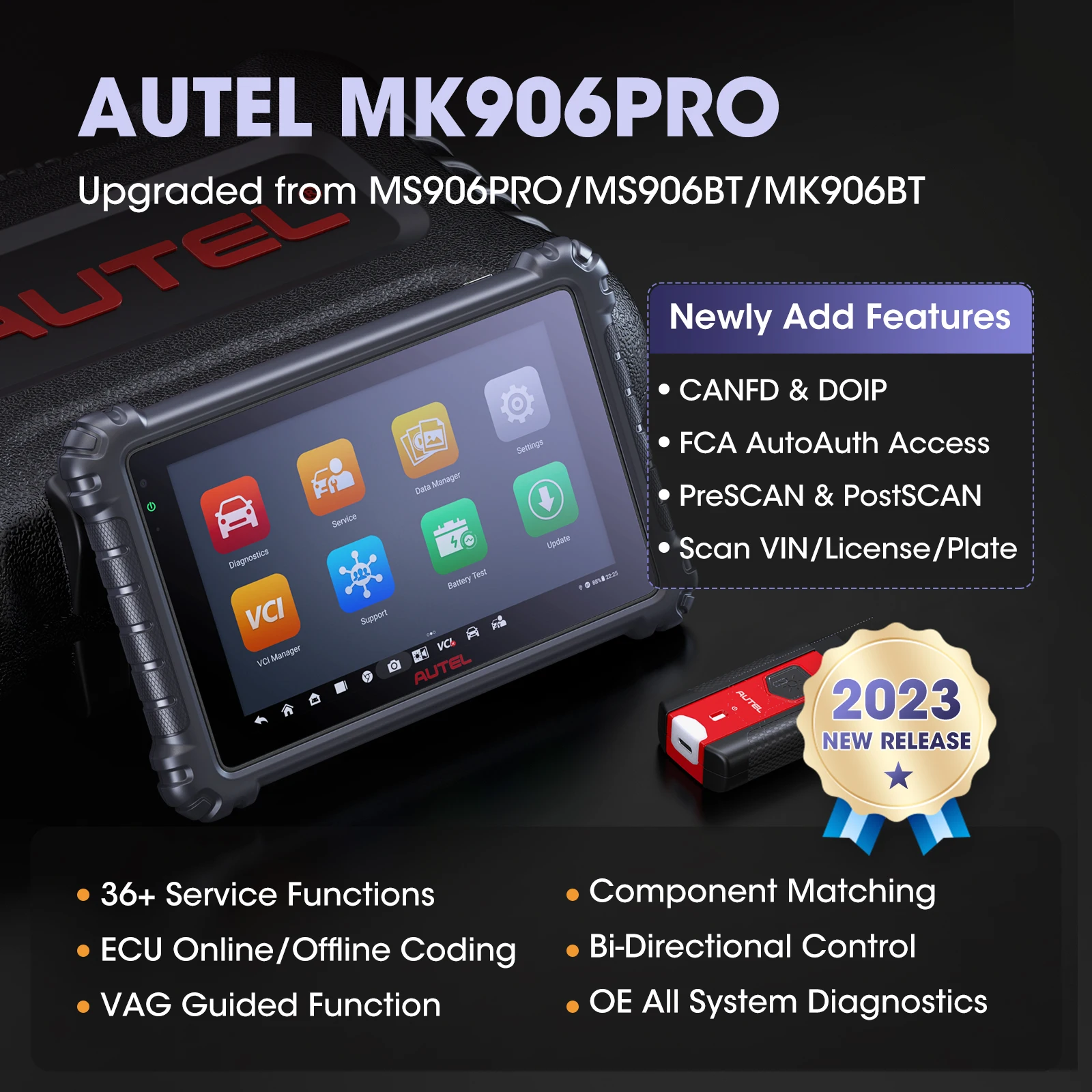 Autel MaxiCOM MK906PRO Diagnostic Tool Bluetooth Scanner Automotivo ECU Coding MK906 PRO Automotive Tools PK MS906BT MK906S PRO