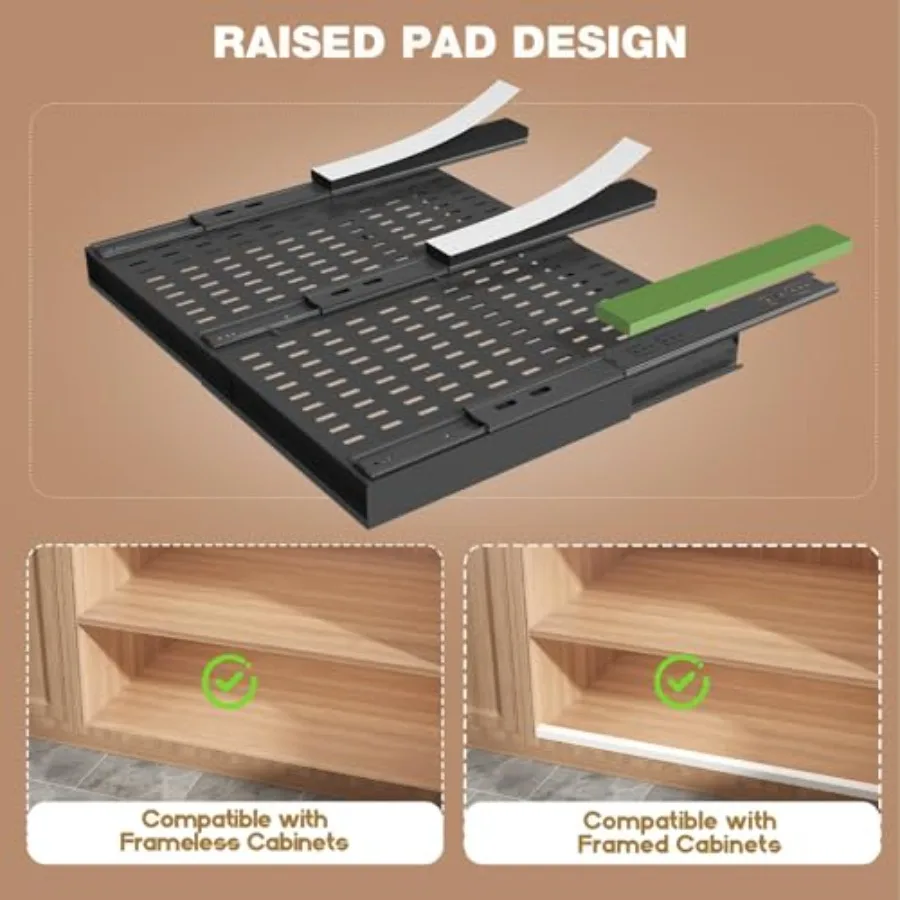 4 Pack Pull Out Cabinet Organizer Expandable Width 15"-24.8" and Depth (16.2"-23.6") 3 Slide Rails Slide Out Drawers w