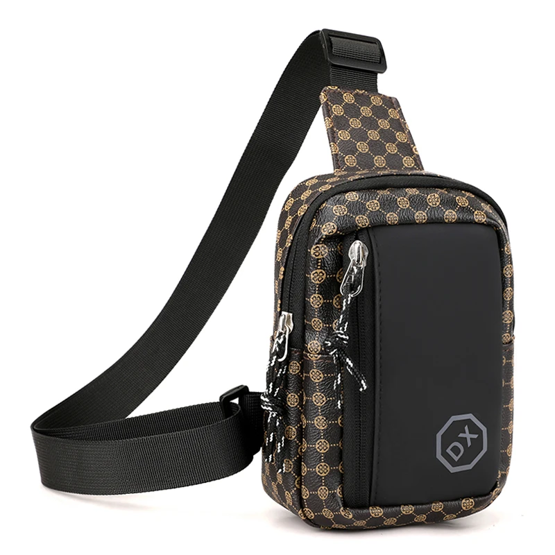 Casual Business Schulter Tasche für Männer PU Leder Umhängetasche Breiten Gurt Umhängetaschen Plaid Designer Männlichen Sling Taschen – Detail 6