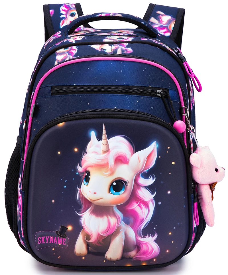 Orthopedic Waterproof Backpack For School Girls Cartoon Unicorn Shoulder Bags Children Bookbag Primary School Grade One Backpack