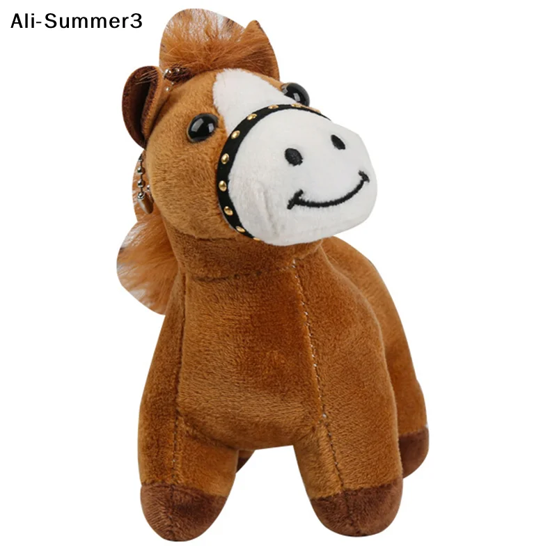 Portachiavi a forma di cavallo, ciondolo per borsa in peluche, simpatico pony marrone, regali Kawaii per Natale, Capodanno, accessori, ciondolo con animali di peluche