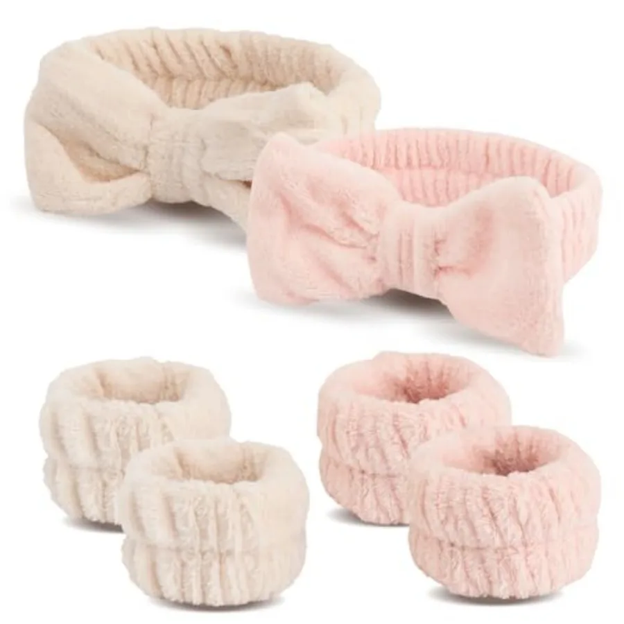 Spa Headband and Wristband Set, Face Wash Headband, Makeup Skincare Headbands Wrist Bands for Washing Face, Easter Basket Stuff