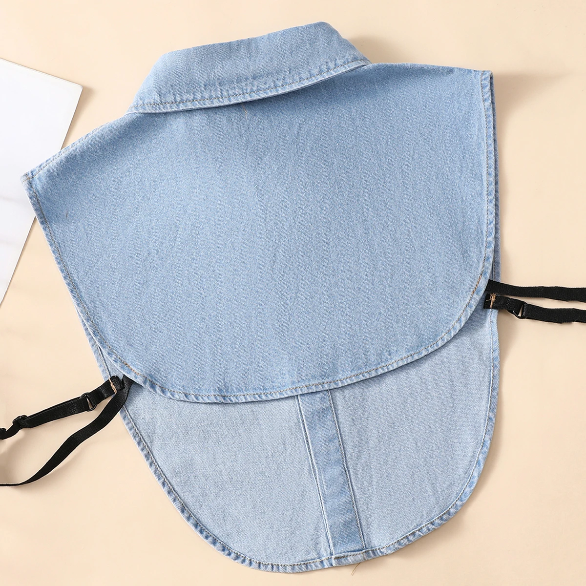 Damen-Kragen aus blau gewaschenem Denim mit spitzem Kragen, professioneller, lässiger, vielseitiger Dekorationskragen im halben Hemdstil – Detail 9