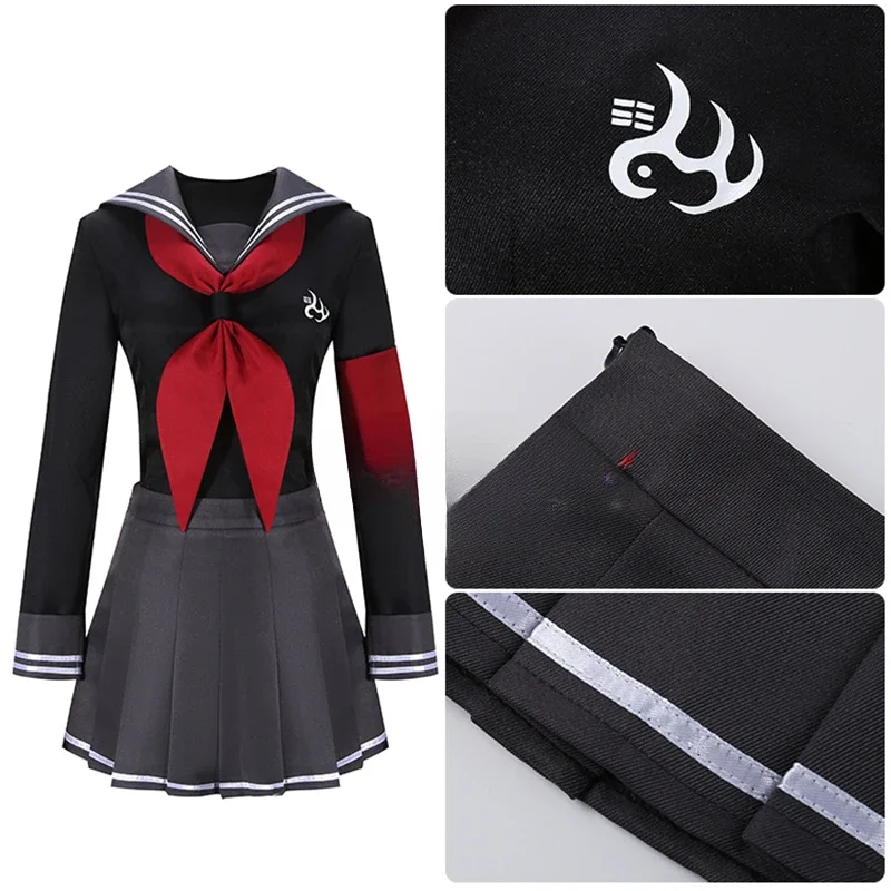 Danganronpa Anime Cosplay Traje Para Mulheres, Fato De Marinheiro, Top De Menina, Saia, Uniforme JK, Roupas De Halloween, Peko, Pekoyama, Danganronpa