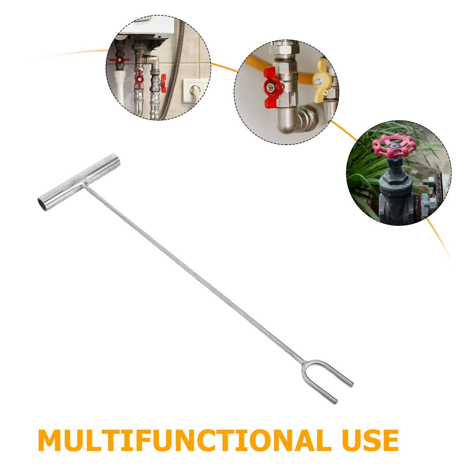 Water Meter Key T-Handle Valve Tool 50x14cm Multifunctional Plumbing Shut-Off Tool with Comfortable Grip