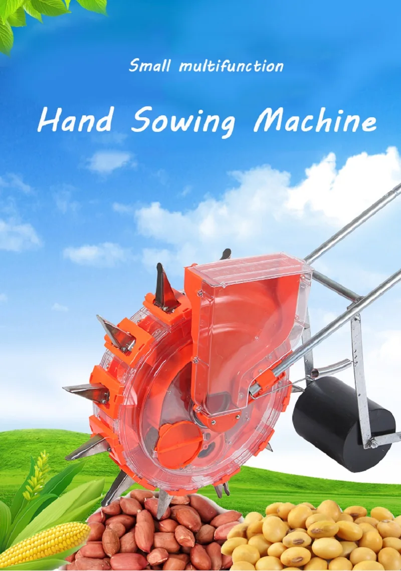 Hand Push ข้าวโพด Bean Planter แบบใช้มือข้าว Seeder ถั่วลิสง Planter กลอง Seeder ขนาดเล็กมัลติฟังก์ชั่น Sowing Machine