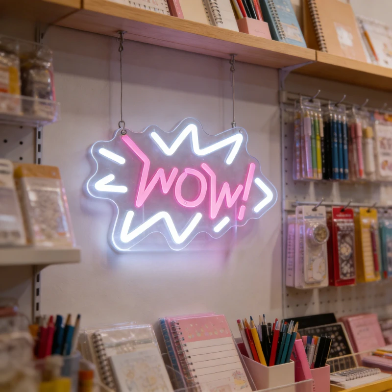 와우 네온사인 LED 무드등 USB 만화 스타일 감성  - Lighting Decor Wow 리뷰 및 가격