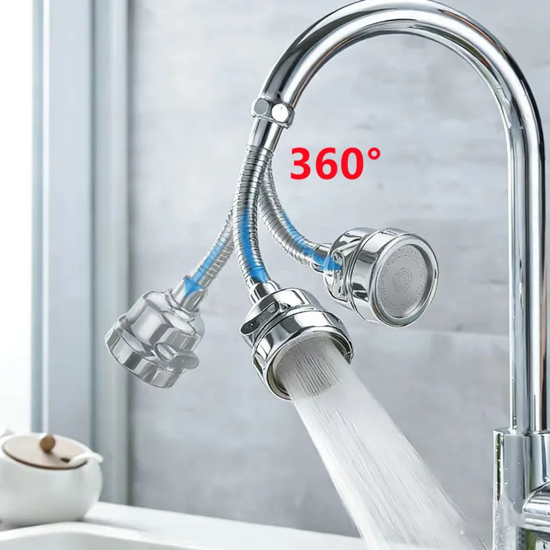 

360 ° Поворотная насадка-распылитель для смесителя: аэратор для кухонного крана, вращающийся удлинитель для ванной, фильтрующая насадка с 3 режимами, экономия воды ﻿