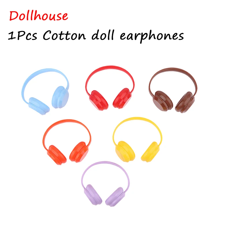 Boneca de algodão fone de ouvido bonito para 10cm boneca de algodão mini boneca de pelúcia fone de ouvido decoração moda diy boneca acessórios presente