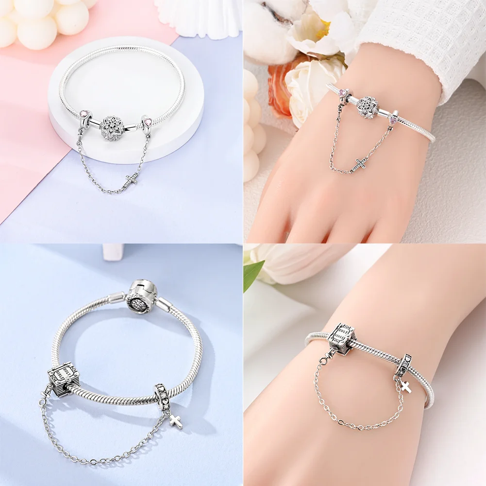 Silver-Plated Vintage Ornate Cross Charms Beads Fit Original Bracelets Bag Keychain Earring Pendant Diy Women Jewelry Gift