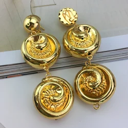 EMMA Big Drop Earrings for Women Vintage Exaggerated Female Light Weight Goldplated Jewelry