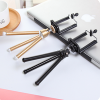 Mini Mobile Phone Retractable Color Two Tripod Desktop Photography Tripod Small Digital Camera Bracket (Black)