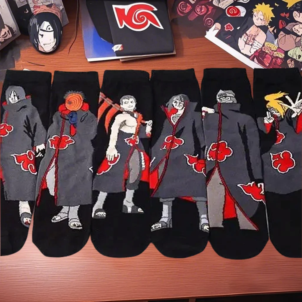 1/6 Pairs New Anime Fashion Men's Socks Naruto Couples Cosplay Sock Personality Hip Hop Harajuku Funny Sock Hop