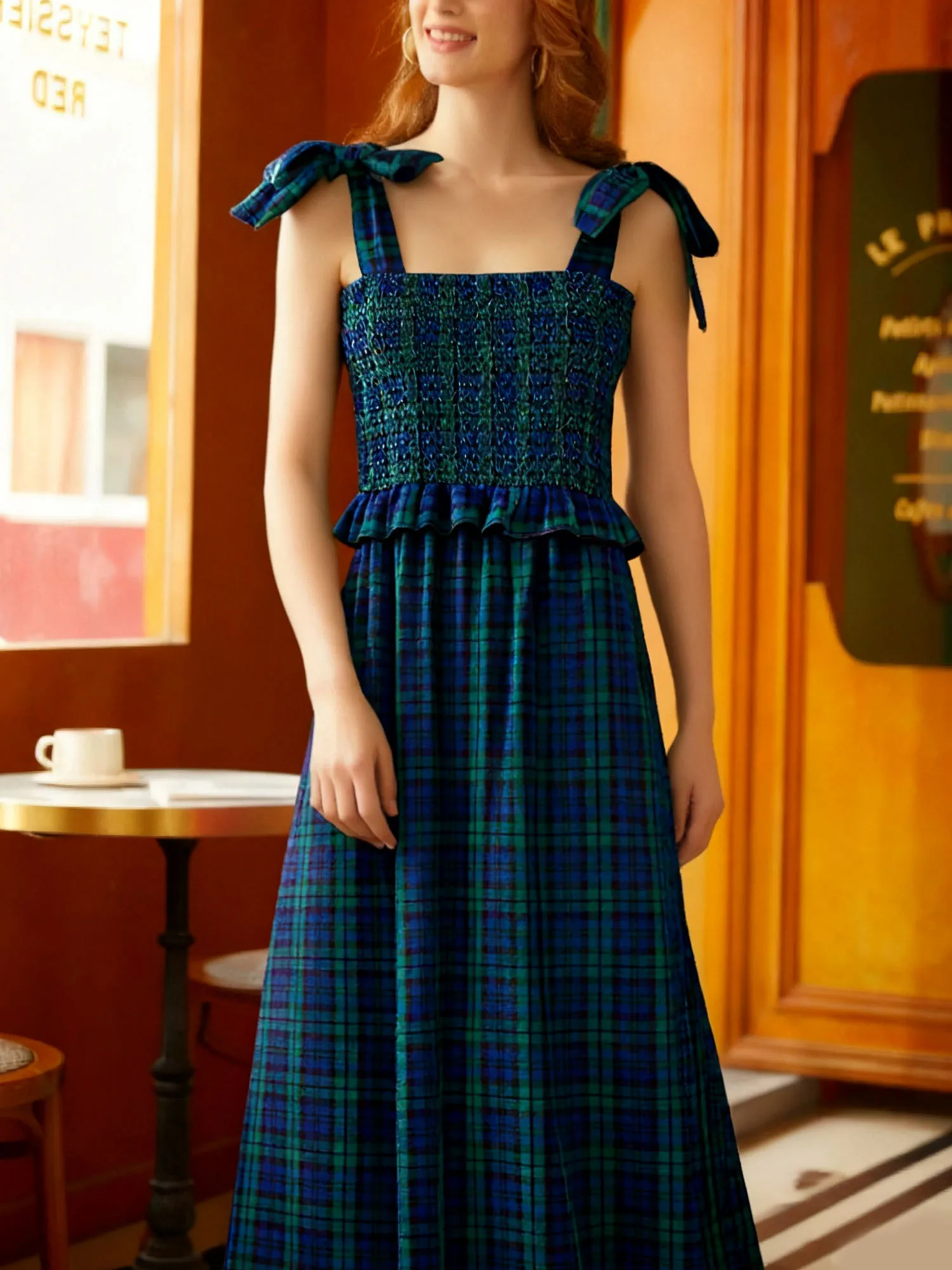 سنوات مصريات عيد الميلاد المرأة التعادل الكتف فستان طويل موضة الإناث عيد الميلاد منقوشة طباعة أكمام تكدرت فلوي فستان غير رسمي ألف خط #6