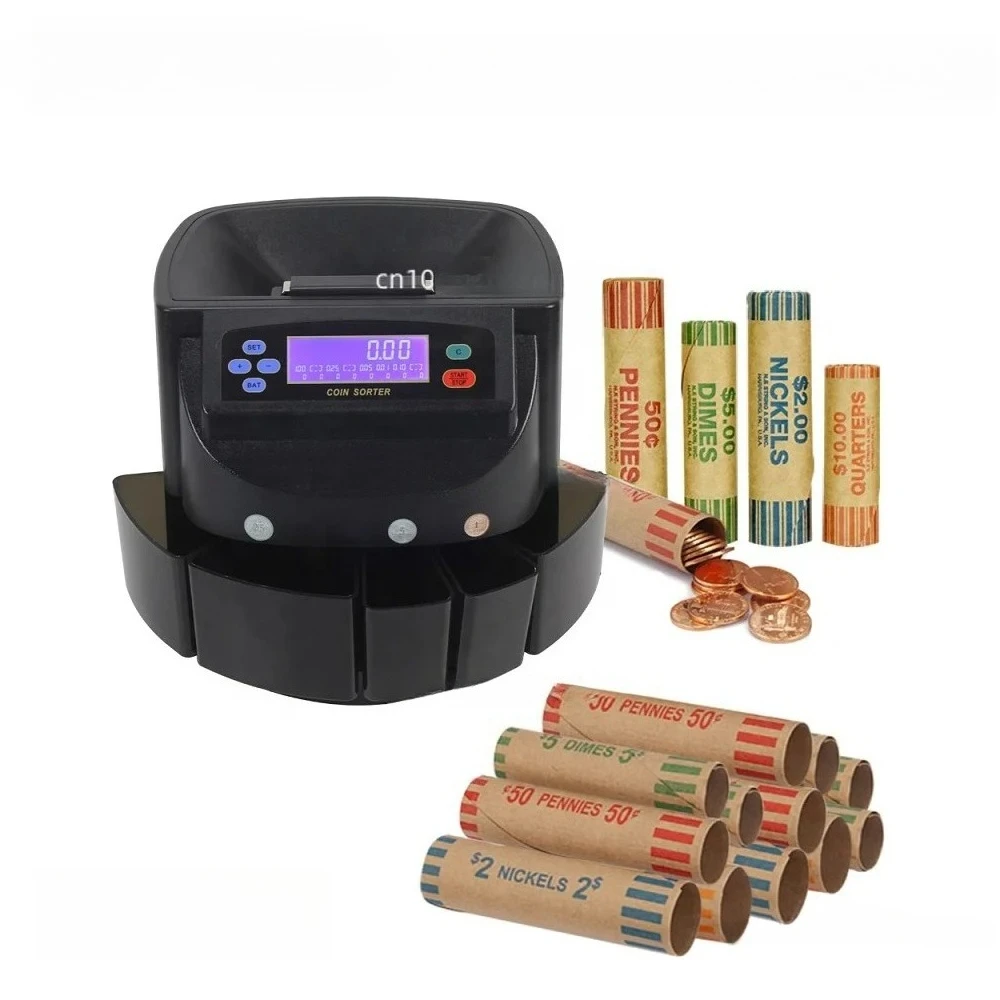 Coin Counters Sorters Machine USD Money Counting Professional Automatic Coin Sorter Wrapper Roller with LCD Display