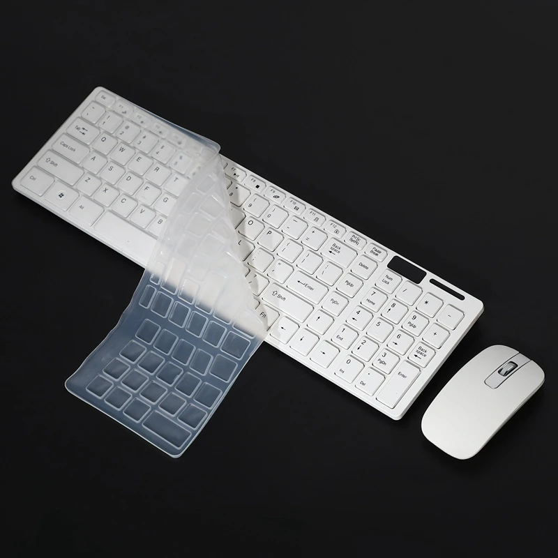 Wireless Slim White Keyboard + Wireless Optical Mouse Set For PC And Laptop