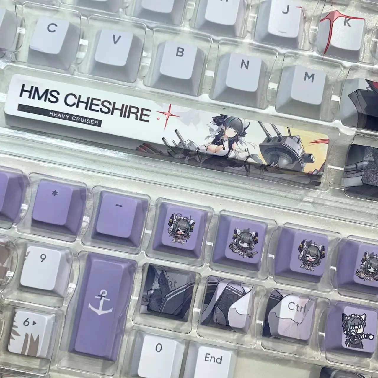 Imagem -02 - Hms Cheshire Keycaps Anime Conjunto Teclado Chave Bonito Pbt Cherry Profile Gaming Key Caps para Acessórios de Teclado Mecânico