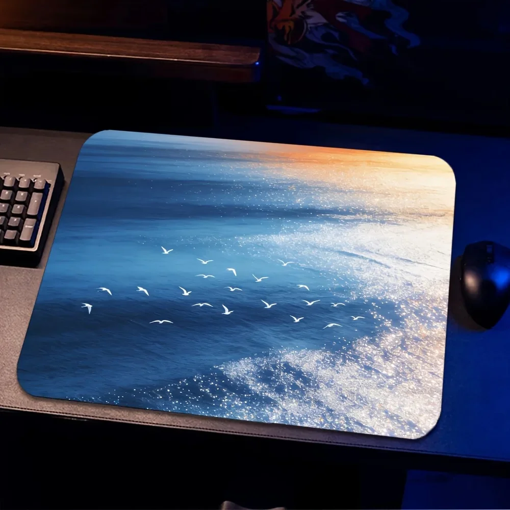 CIFBUY Small Gaming Mouse Pad Seaside Seagull Pattern 18x22cm Non Slip Rubber Base HD Print Computer Pad for Office Home Laptop