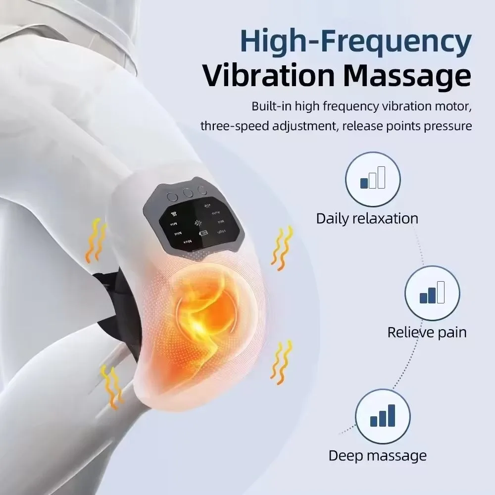 Electric Hot Compress Knee Massager Infrared Heat Vibration Pain Relief Air Pressure Adjustable Elbow Massager Strain Relief