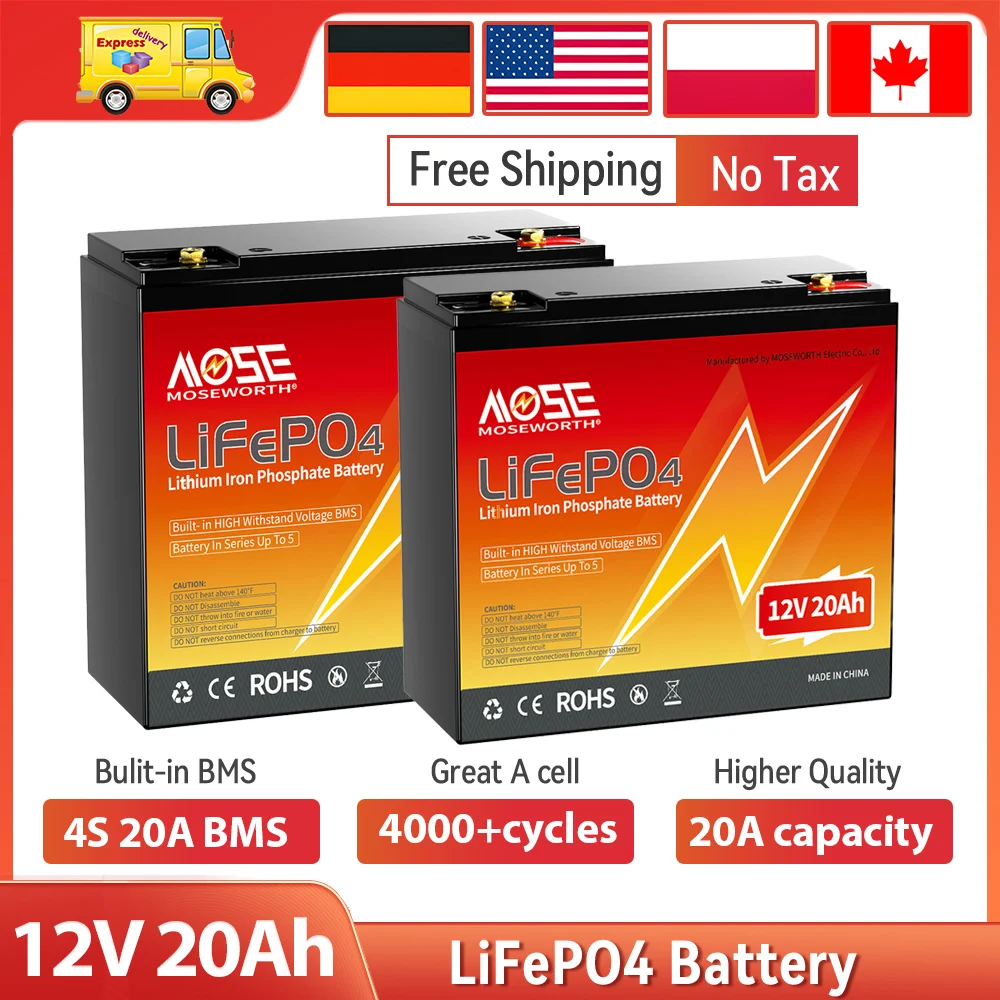 12V 20Ah LiFePO4 Battery With 20A BMS 12V 20Ah Deep Cycle Battery For Power Wheels Fish Finder Lighting Supply Lithium Battery