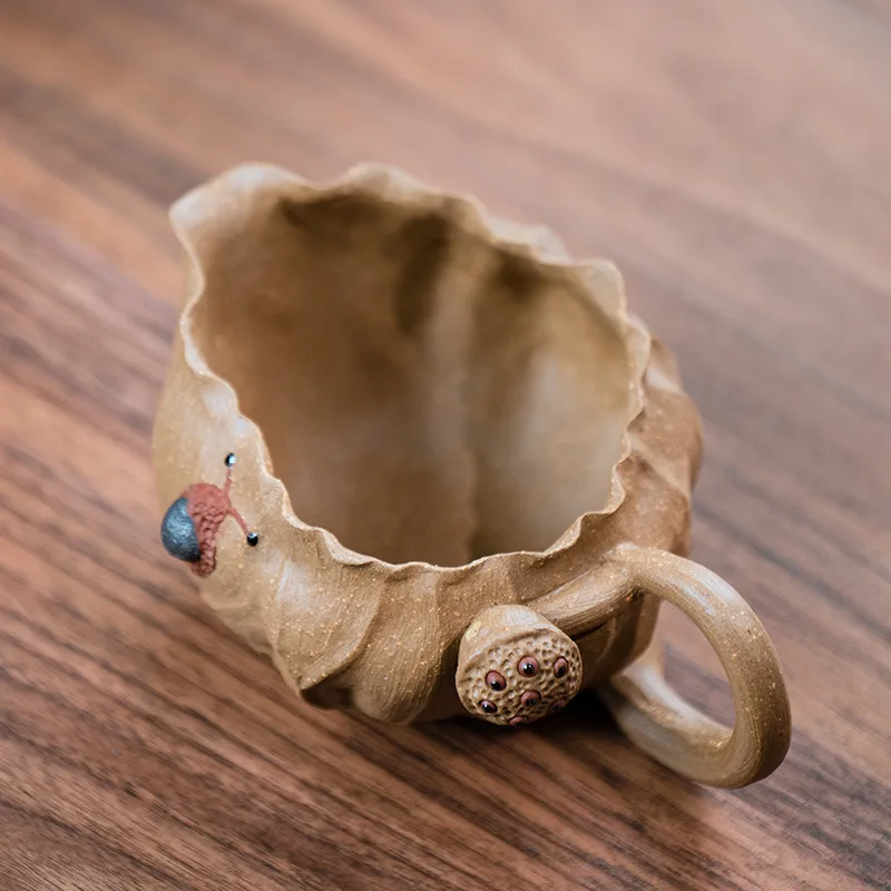 خام الخام الأرجواني الرمال بيونيك لوتس ليف معرض كوب الإبداعية اليدوى موزع الشاي طقم شاي صغير كوب اللوتس المنزلية مع الديكور