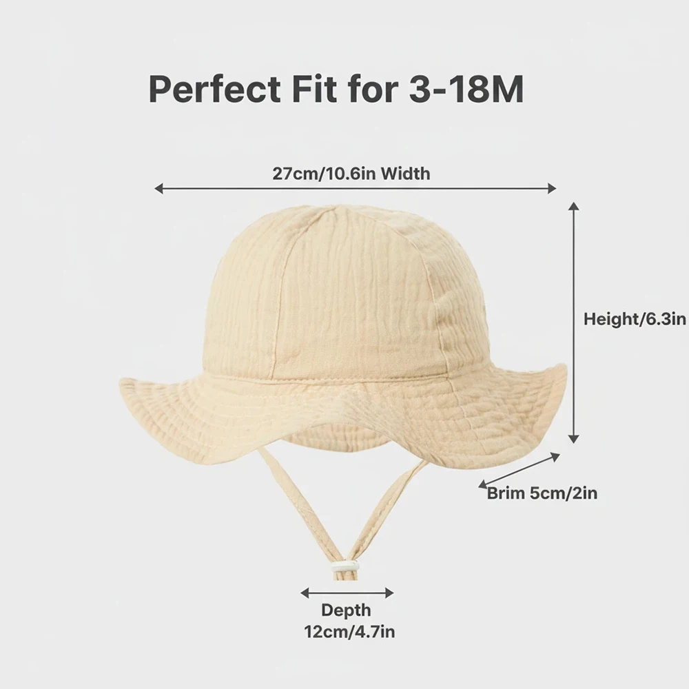 Sombrero de cubo para bebé de 3 a 18 meses, gorros de protección solar para exteriores para niños y niñas, sombrero de Panamá de algodón, sombrero de pescador Unisex para playa para niños