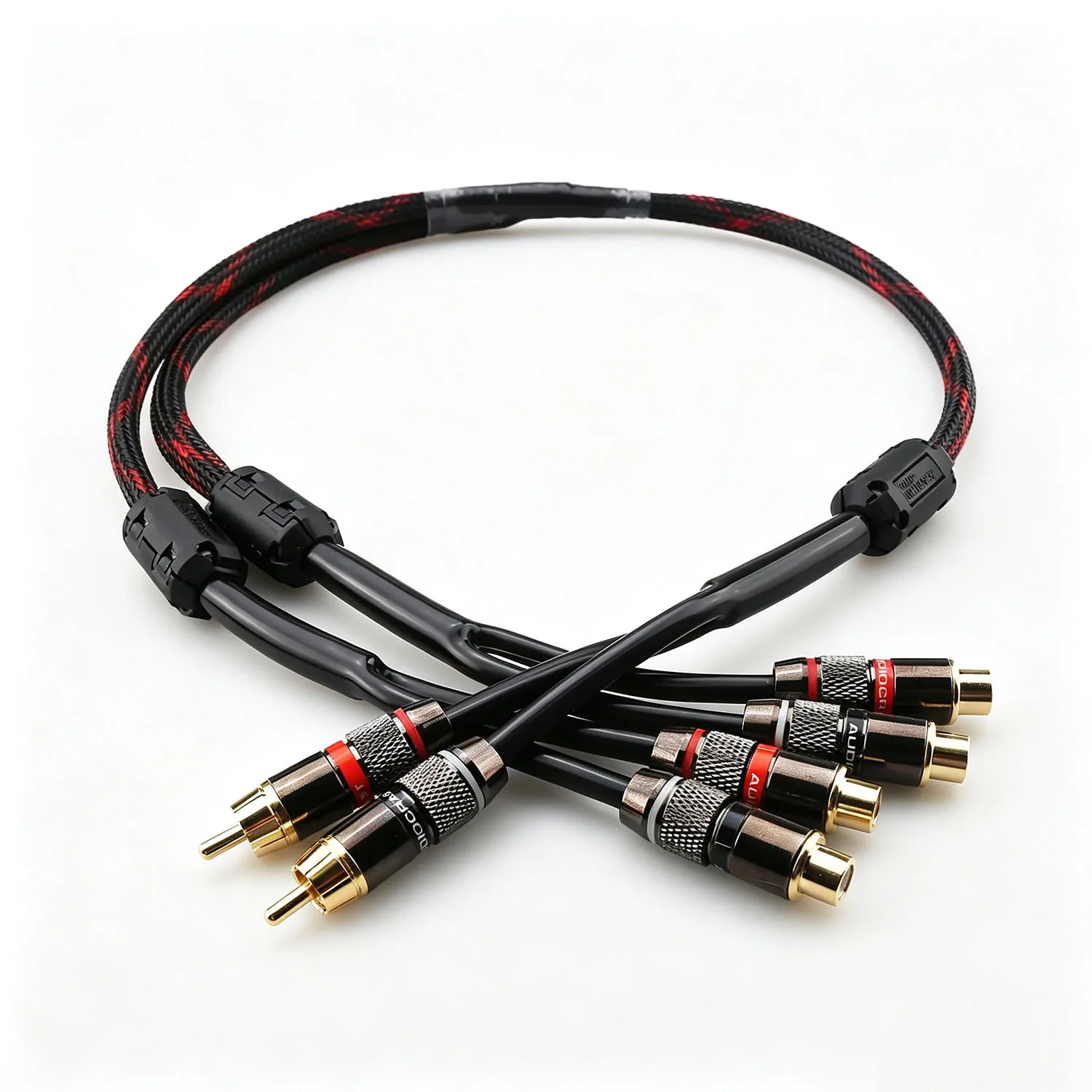 HiFi Audiophile Gold Plated RCA Y Splitter Cable 2 Male to 4 Female Stereo RCA Adapter High Fidelity Audio Interconnect Cord