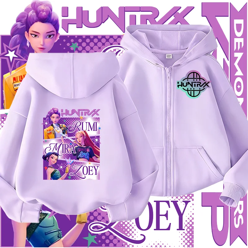 

Одежда kpop Demon Hunters Толстовка на молнии k Pop Shirt Толстовка HUNTR X Джемпер Rumi Zoey Mira k-pop Топы Huntrix Пальто для девочек и мальчиков