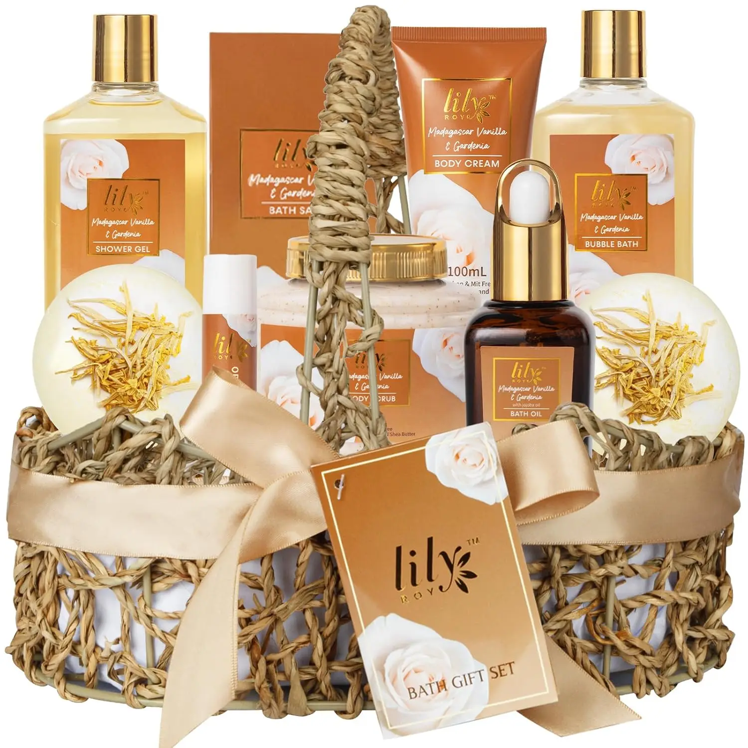 

Christmas Gifts for Women - 10-Piece Honey Almond Bath and Gift Set for Women Spa Gift Basket Self Care Kit with Bath