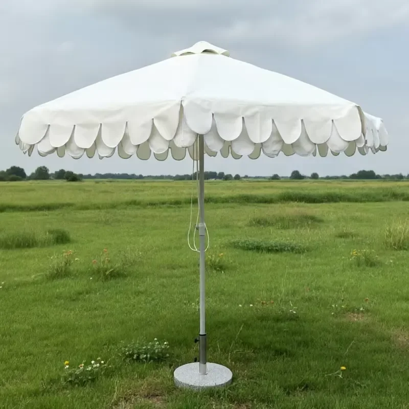 Romantic French Garden Umbrella Pink Frilly Tassel Double Waterproof Sunshade for Villa Patio Cafe Outdoor Decoration Elegant