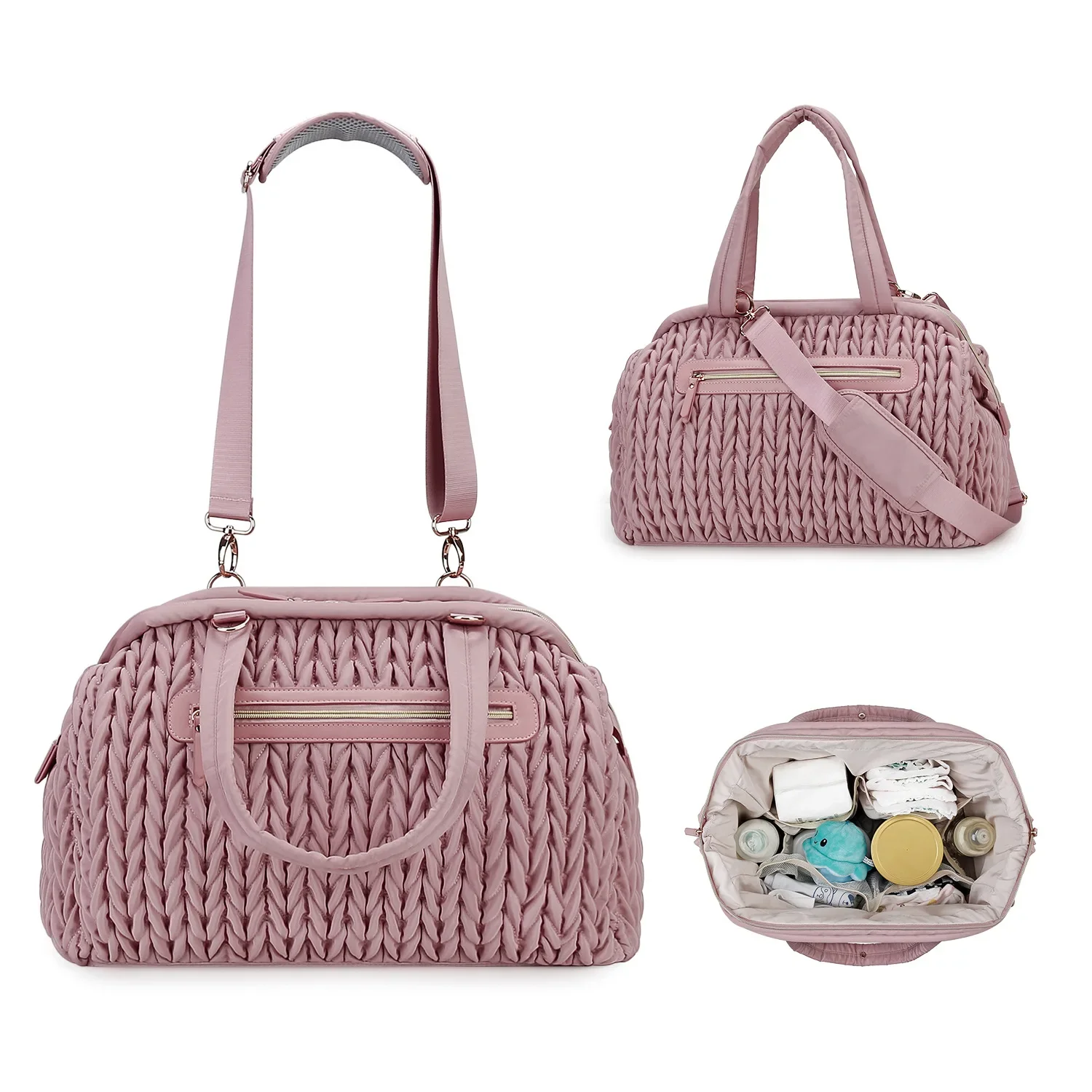 New Quilted Mommy Bag One Shoulde Kids Handheld Storage Bag Waterproof Fabric Insulation for Mother and Child Travel Diaper Bags